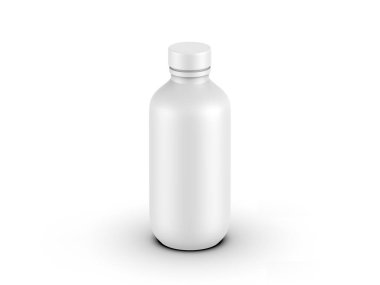 Beyaz arka planda izole edilmiş vida kapaklı kozmetik şişe modeli. 3d resimleme