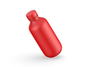 Beyaz arka planda izole edilmiş vida kapaklı kozmetik şişe modeli. 3d resimleme