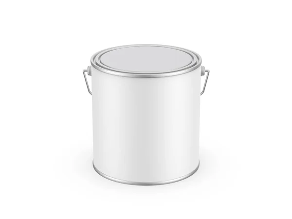 Paint Bucket Mockup Template White Matte Paint Can Handle Branding — Stock Photo, Image