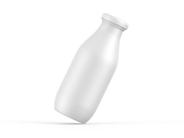 Süt, yoğurt ve süt ürünleri için plastik şişe modeli, damgalamak ve taklit etmek için vida kapaklı mat plastik şişe, üç boyutlu resimleme