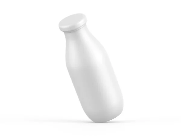 ヨーグルト 乳製品用のプラスチックボトルモックアップ ブランド化とモックアップ用スクリューキャップ付きのマットプラスチックボトル 3Dレンダリングイラスト — ストック写真