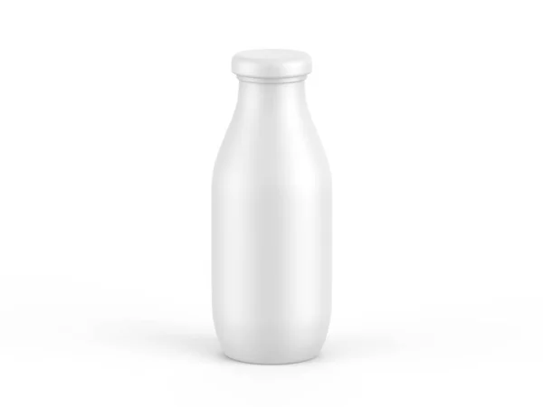 用于牛奶 酸奶和奶制品的塑料瓶模型 用于品牌设计和模型制作的带螺丝盖的软垫塑料瓶 3D演示 — 图库照片