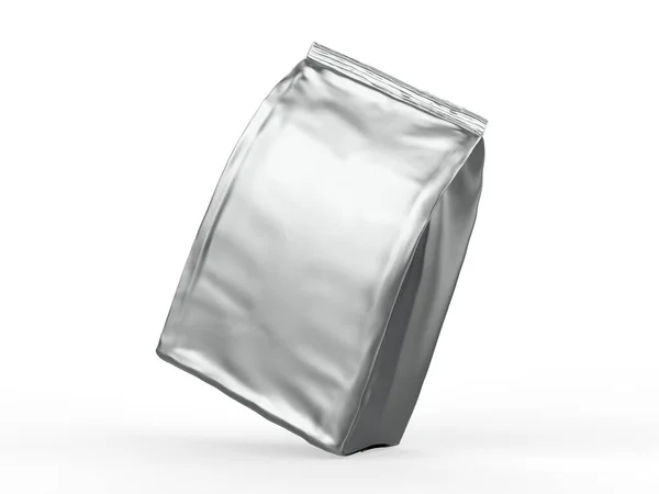 Blank Metallic Foil Paper Food Stand Pouch Mockup Snack Sachet — Stock Fotó