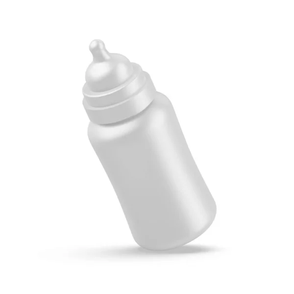 Newborn Baby Plastic Feeding Bottle Mockup Isolated White Background Render — Photo