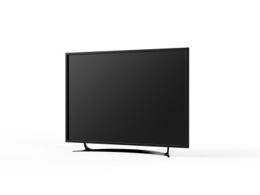 4K TV flat screen lcd or oled mockup, black high definition led plasma television on isolated white background, 3d illustration