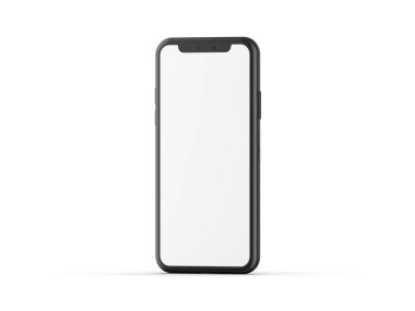 Beyaz arkaplan üzerinde akıllı telefon boş ekran ön görünümü, 3d görüntüleme