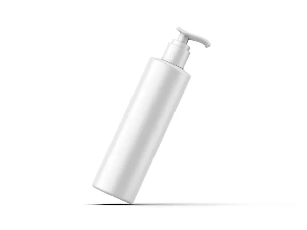 Bottiglia Plastica Cosmetica Con Mockup Pompa Erogatore Contenitore Liquido Gel — Foto Stock