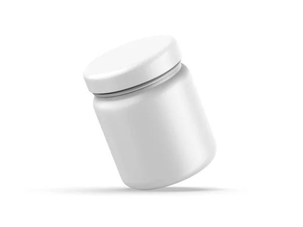 空白白色软垫瓶造型 软垫白色瓶盖在孤立的白色背景 3D渲染说明 — 图库照片