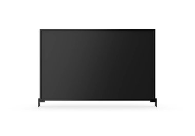 Modern ince plazma TV modeli, geniş televizyon ekranı izole edilmiş beyaz arkaplan, 3D resimleme.