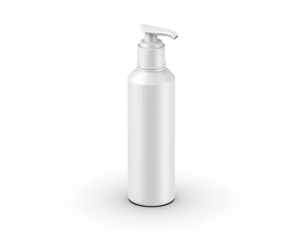 Bottiglia Plastica Cosmetica Con Mockup Pompa Erogatore Contenitore Liquido Gel — Foto Stock