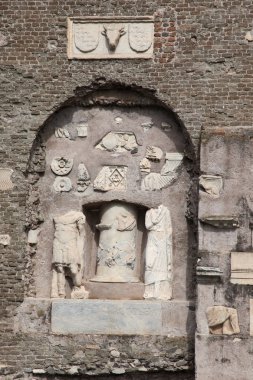 Mausoleo di Cecelia Metella Fachade detail in Via Appia antica a clipart