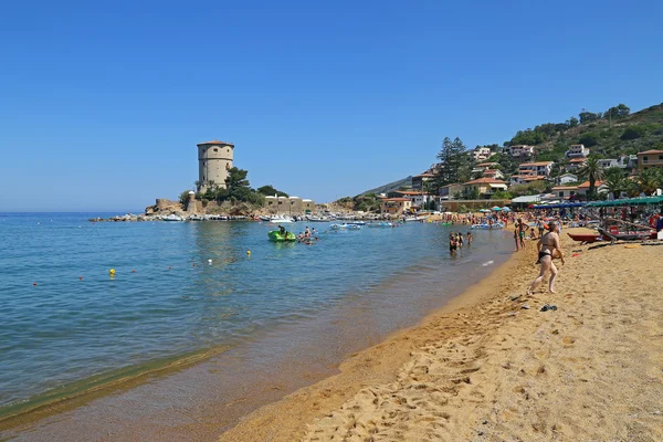 Landschaft des Torre del campese, in einer wunderschönen Bucht auf der Insel Stockbild