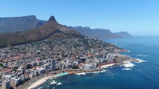 Aerial View Coastal City Mountains South Africa — Stock Video