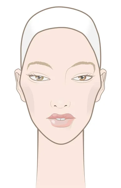 Face Young Woman Front View — Stock Vector