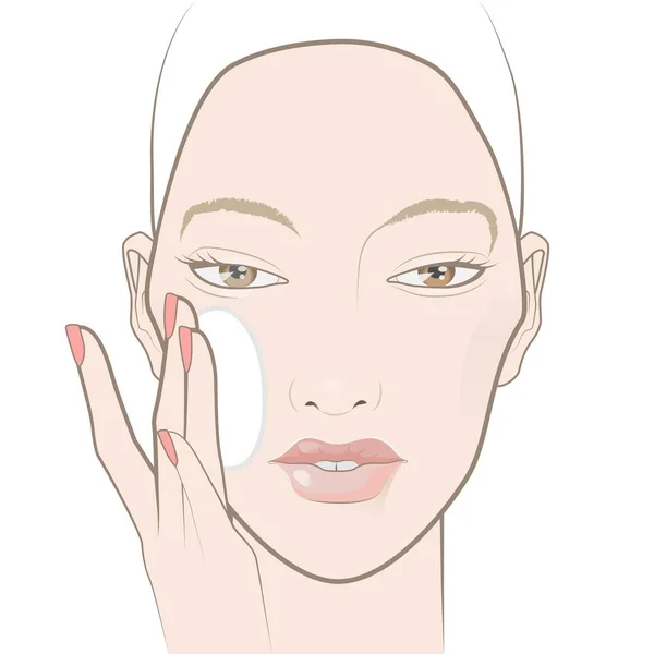 Cuidado Facial Aplicación Agua Tónica — Vector de stock