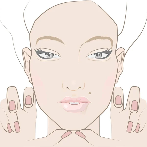 Kinn Massage Frontansicht Eines Weiblichen Gesichts Vektorgrafiken