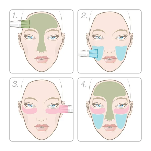Wie Man Eine Gesichtsmaske Aufträgt Multi Maskierung lizenzfreie Stockvektoren