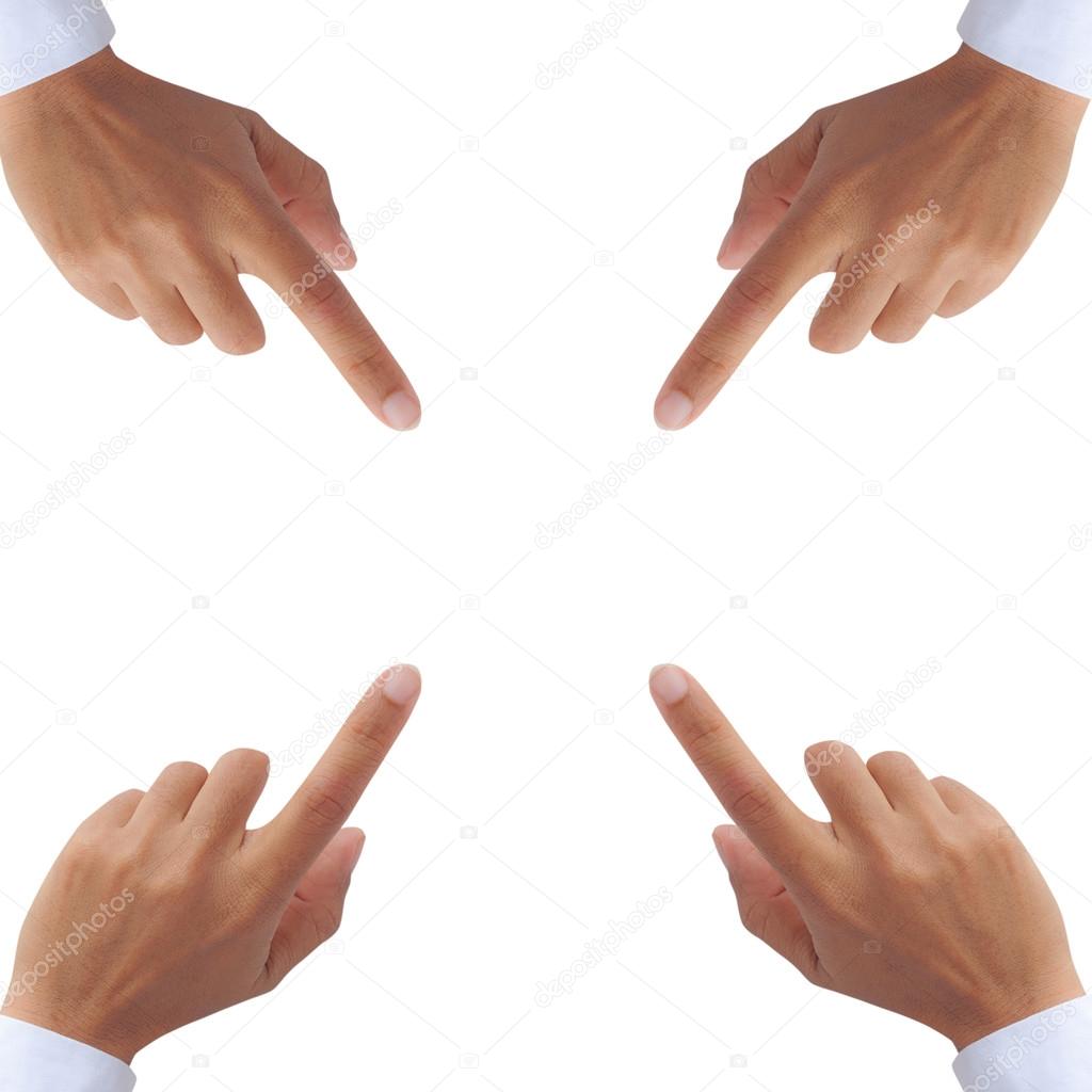 Four hands pointing screen