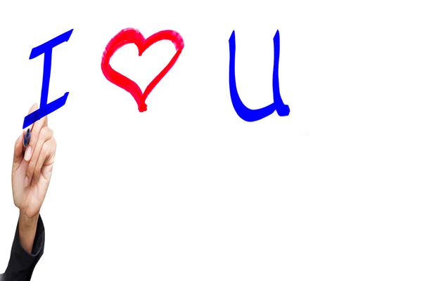 Hand writing with I love you word, isolated — стоковое фото