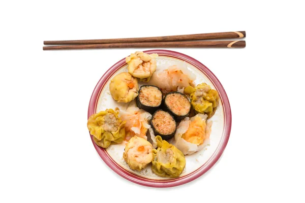 Steamed shrimp gyoza and dimsum — Stock Photo, Image