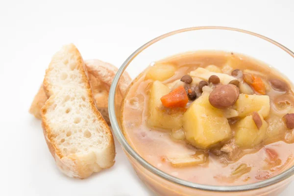 Sopa de verduras casera italiana y pan —  Fotos de Stock