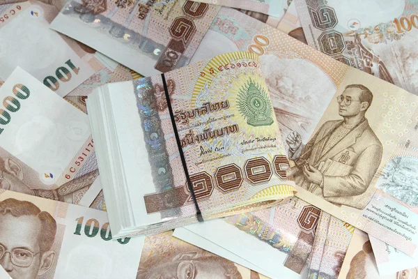 Thailändska baht sedlar bakgrund — Stockfoto