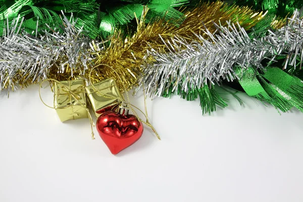 Christmas ornaments border decoration on white background — Stock Photo, Image