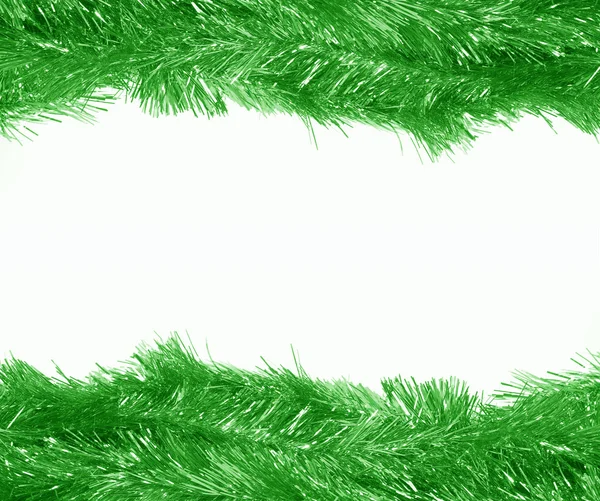 Ornements de Noël cadre vert sur fond blanc — Photo