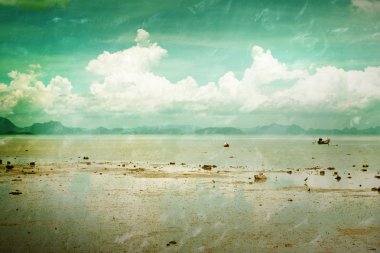 Vintage deniz ve gökyüzü