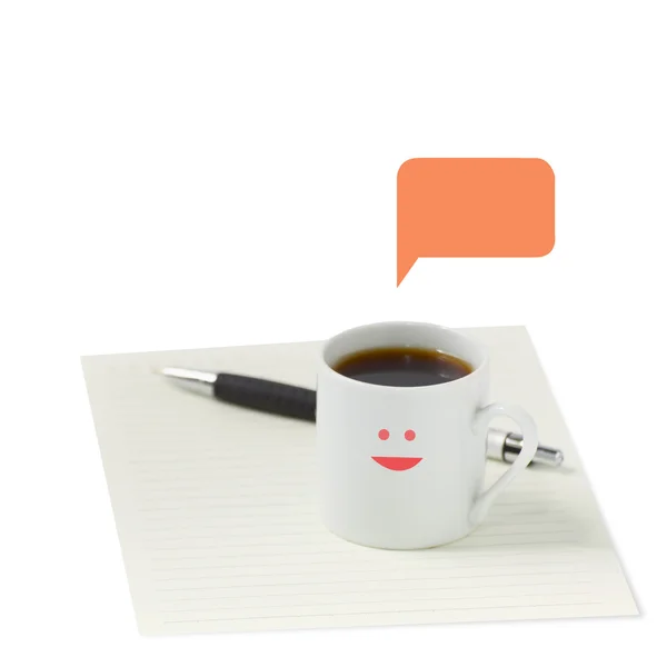 Ícone de sorriso na xícara de café — Fotografia de Stock