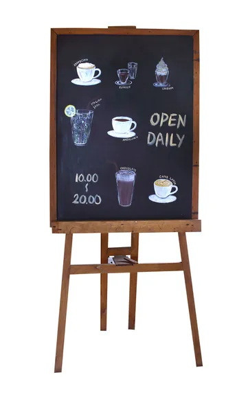 Öppna dagligen kafé blackboard — Stockfoto