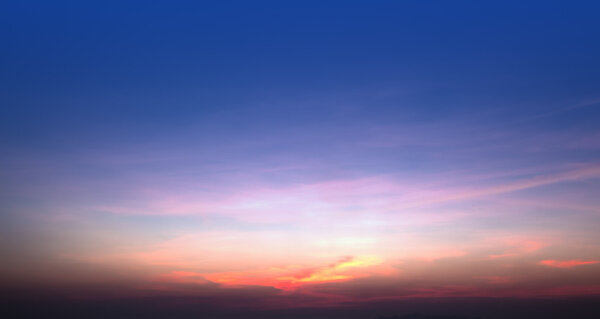 Panoramic blue sky at dawn