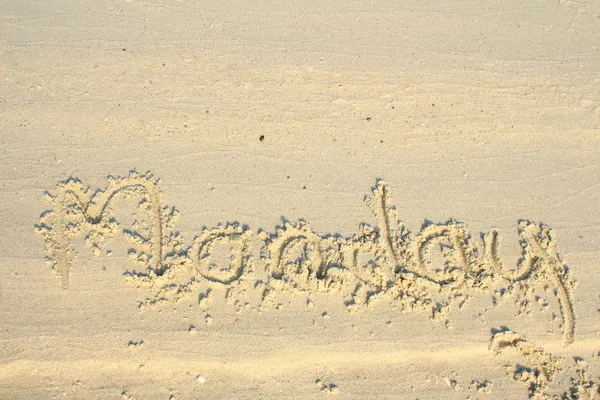 Lunedi parola sulla sabbia — Foto Stock