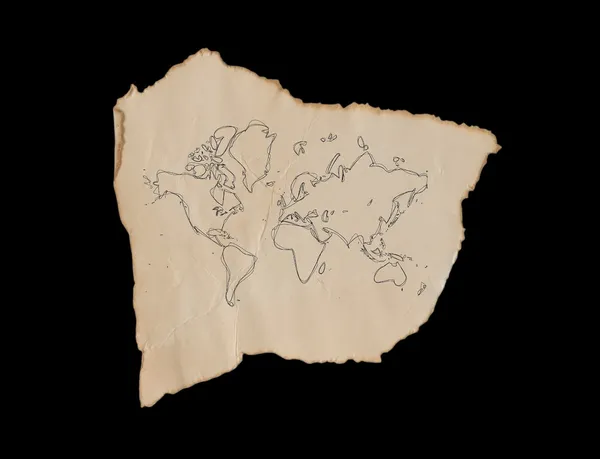 Старая бумага и карта мира — стоковое фото