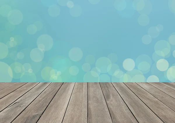 Wooden floor and bokeh background — Stock Photo, Image