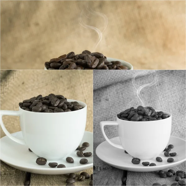 Roasted coffee beans in cup — Stock Photo, Image