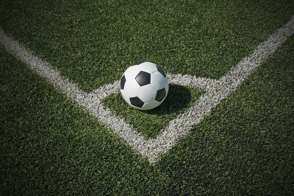 Soccer ball on corner field — Stock Photo, Image