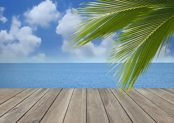 Trä planka över stranden — Stockfoto