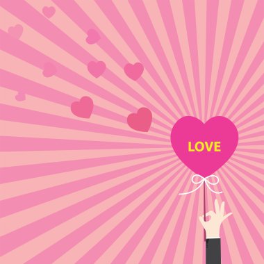 Hand giving valentines love heart icon design