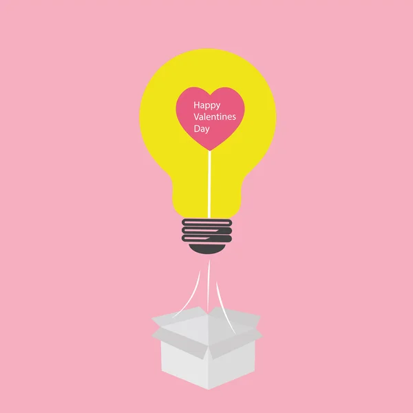 Valentines heart bulb gift box,wisdom love concept — Stok fotoğraf