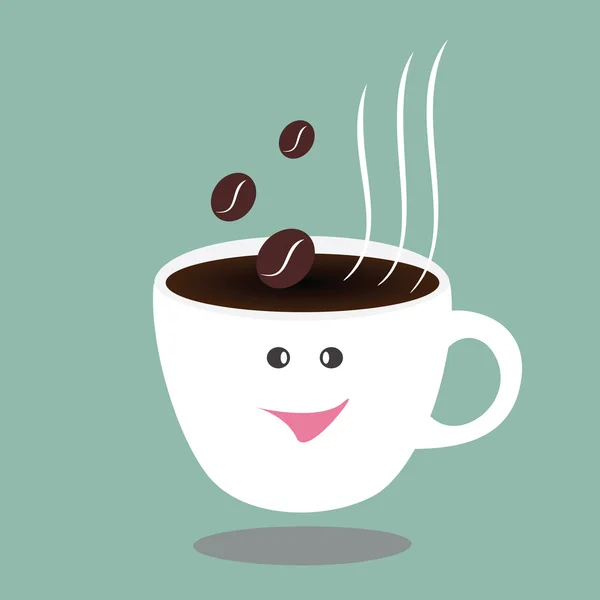 Hot coffee cup and beans,happy coffee break — 스톡 사진