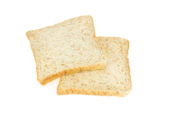 Tam buğday dilimlenmiş izole üzerinde beyaz arka plan, üstten görünüm