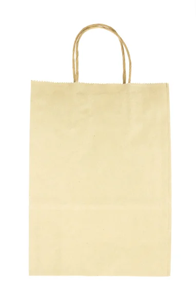 Brown paper bag front view isolated on white background — Stock Photo, Image