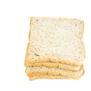 Tam buğday dilimlenmiş izole üzerinde beyaz arka plan, üstten görünüm