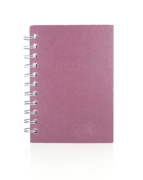 Papel de caderno vermelho isolado em branco — Fotografia de Stock