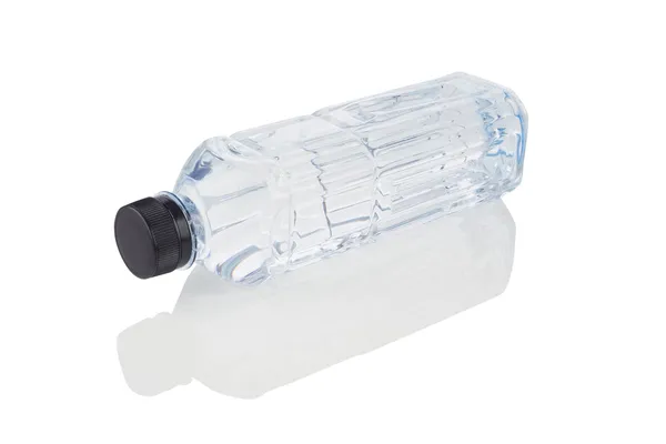 Bottle of drinking water with shadow isolated on white — Stock Photo, Image