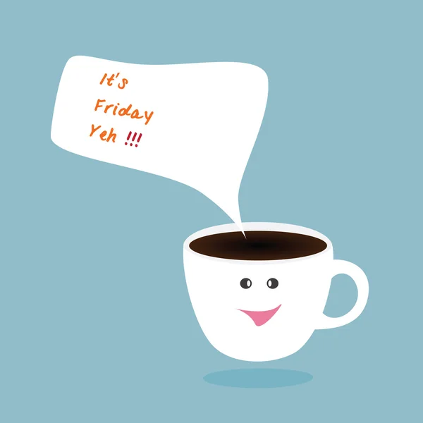Гаряча чашка кави і бульбашка, щаслива п'ятниця — стокове фото