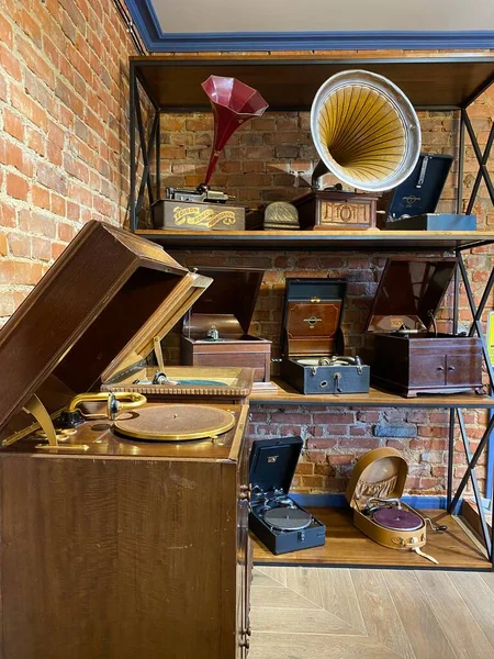 Museu Patefon Gramofone Estilo Antigo — Fotografia de Stock