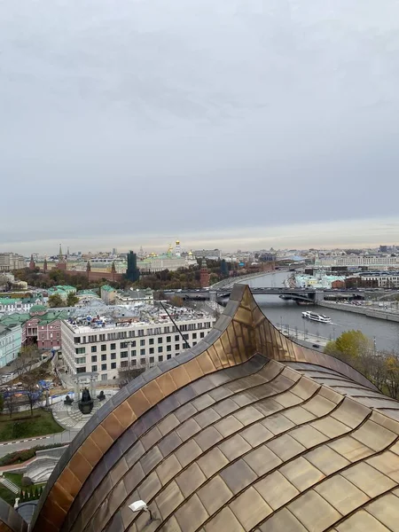 Panorama Moskwy Widok Tarasu Widokowego Katedry Chrystusa Zbawiciela — Zdjęcie stockowe