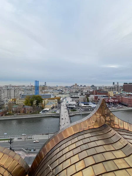 Panorama Moskwy Widok Tarasu Widokowego Katedry Chrystusa Zbawiciela — Zdjęcie stockowe